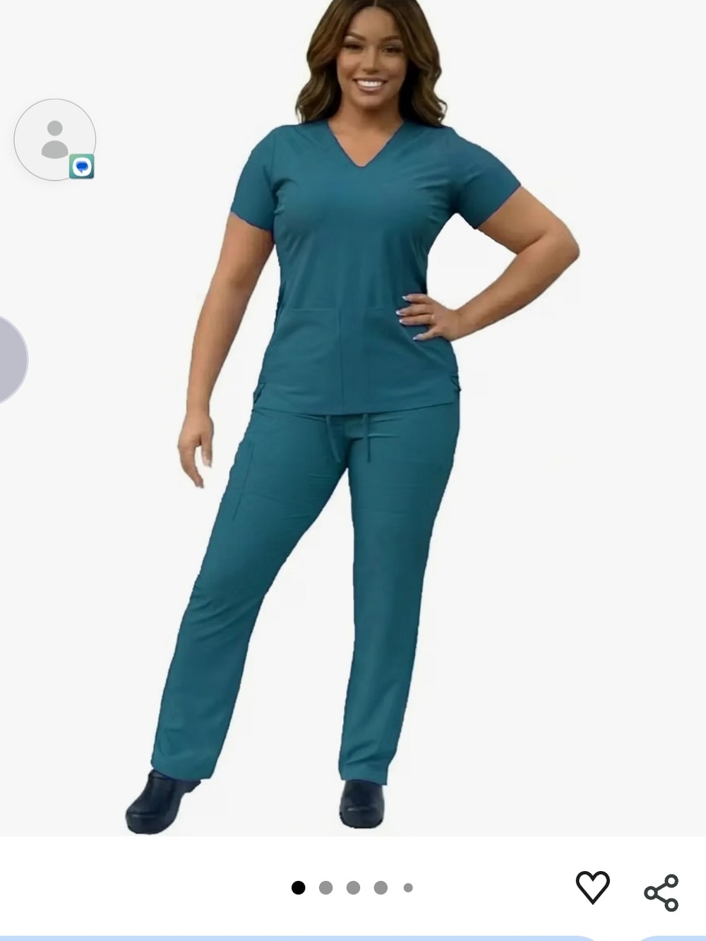 Angie Teal V-Neck Scrub Top & Jogger Pants Set